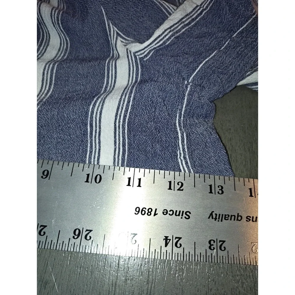Justice Girls Size 14 Blue White Striped Long Sleeve Romper Smocked Bodice...